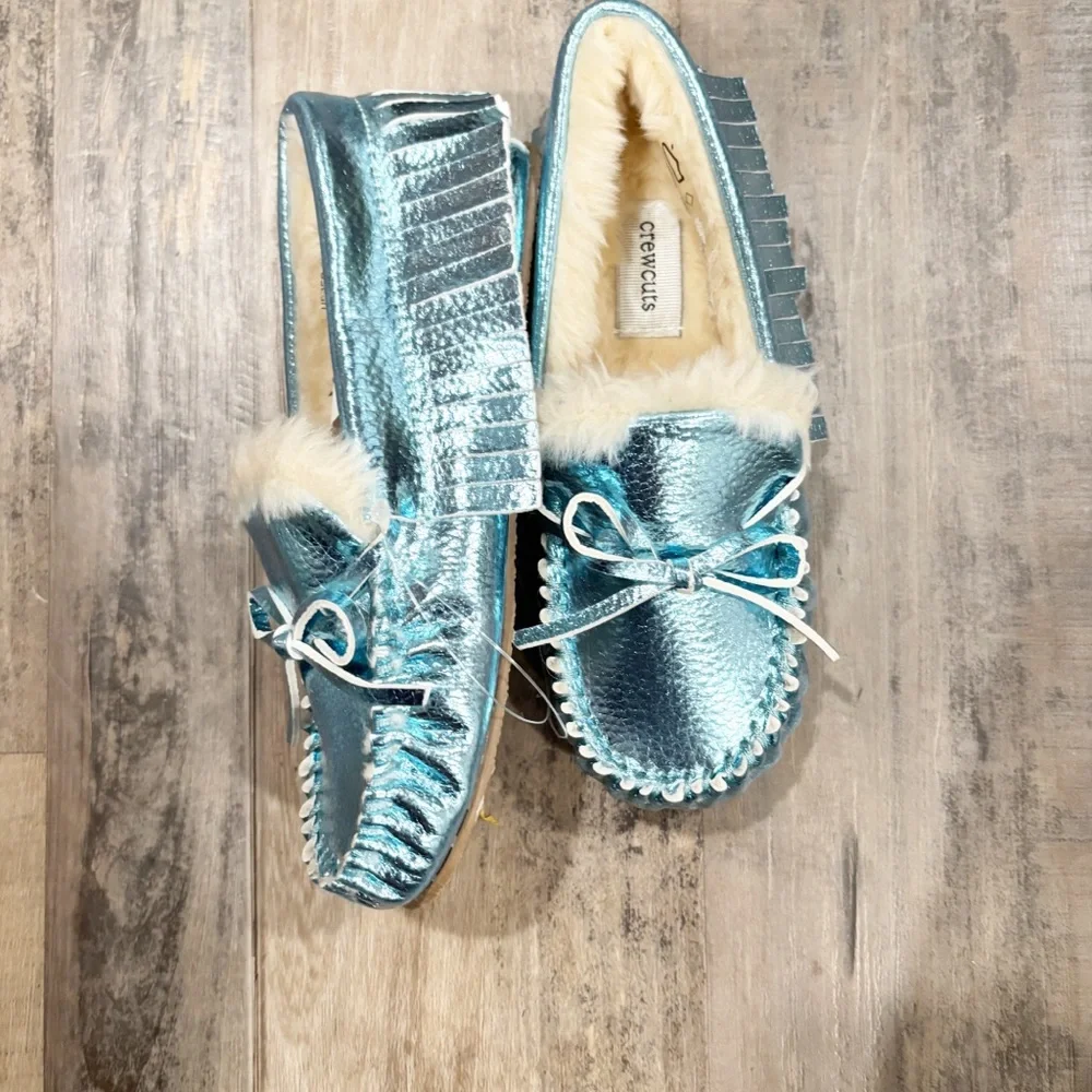 J.Crew Kids‎ Metallic Blue Moccasins